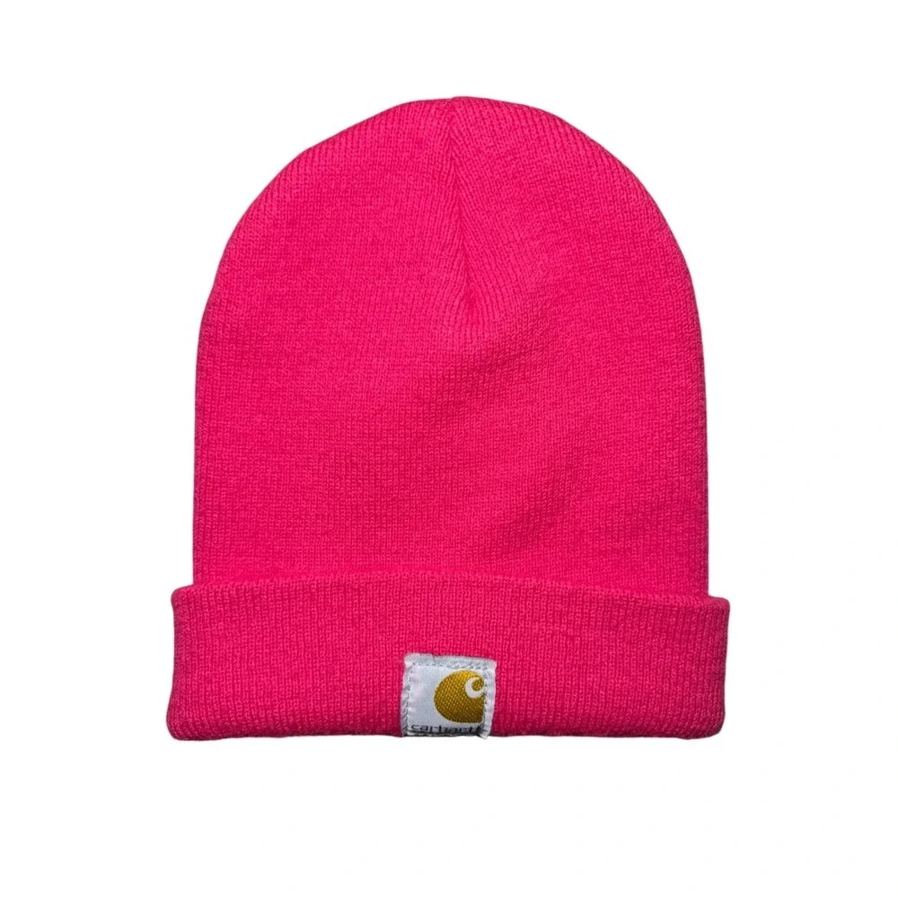 Carhartt Knit Beanie Youth OS Pink Ribbed Logo